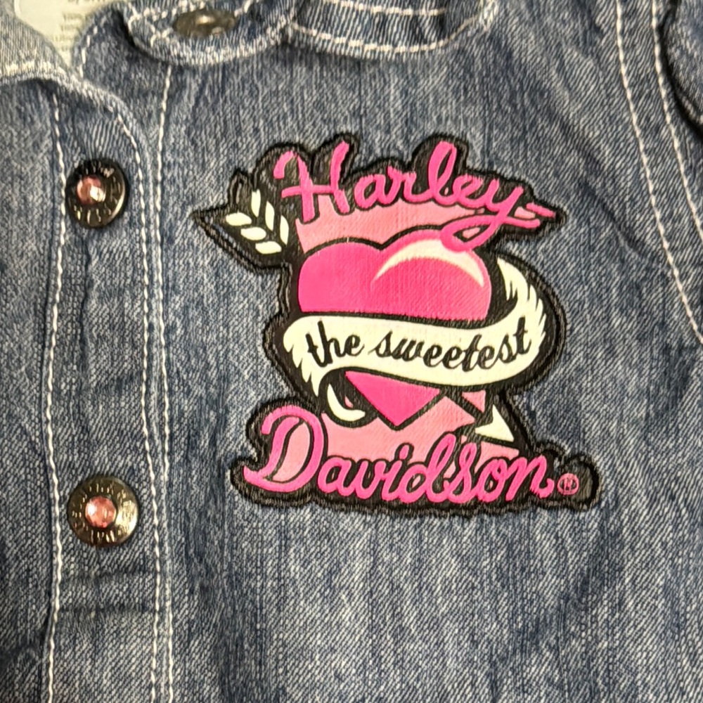 Harley-Davidson Infant Blue Denim Romper - Picture 4 of 5